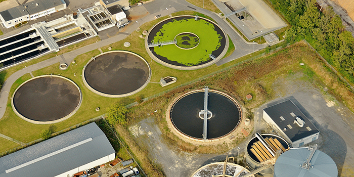 Wastewater plant seen from above. Photo credit: Colourbox